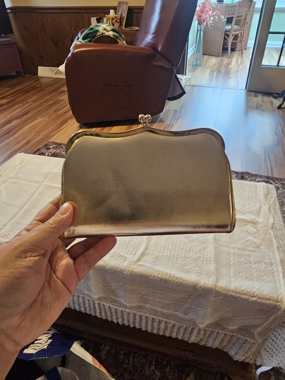 Vintage 1960's Metallic Gold Clasp Clutch